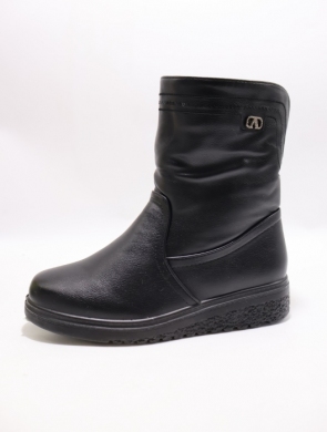 Botki damskie ocieplane na płaskim (37-42) 501-7 BLACK