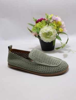 Mokasyny damskie na płaskim (36-41) P-802 GREEN-SKÓRA
