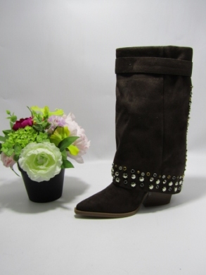 Kozaki damskie na obcasie (36-41) 9656A BROWN