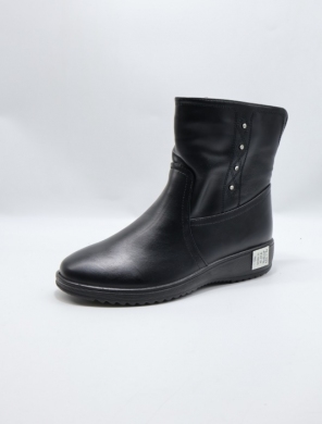 Botki damskie ocieplane na płaskim (36-42) 26308-21 ALLBLACK