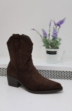 Botki damskie ocieplane na obcasie (36-41) 6508 BROWN
