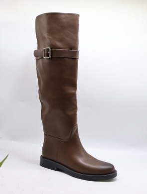 Kozaki damskie ocieplane na płaskim (36-41) K637 BROWN