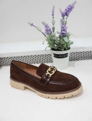 Mokasyny damskie na płaskim (36-41) 333-331 BROWN