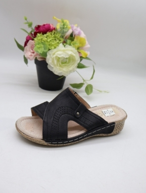 Klapki damskie na płaskim (36-41) J6-16 BLACK