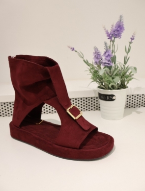 Sandały damskie na płaskim (36-41) NN624 WINE