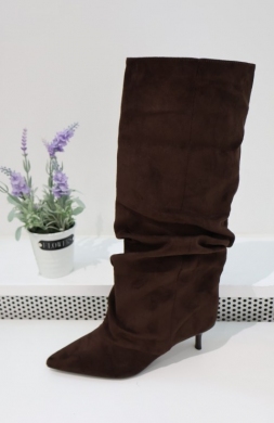 Kozaki damskie na szpilce (36-41) 7111 BROWN