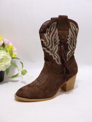 Botki damskie na obcasie (36-41) M1512 BROWN