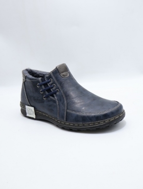 Botki damskie ocieplane na płaskim (37-42) 9667-11 BLUE/GREY