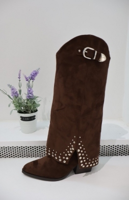 Kozaki damskie na obcasie (36-41) BM183 BROWN