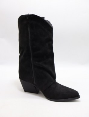 Kozaki damskie ocieplane na obcasie (36-41) RQ551 BLACK