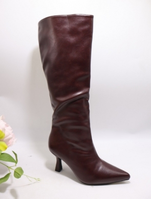 Kozaki damskie ocieplane na szpilce (36-41) JW238 WINE