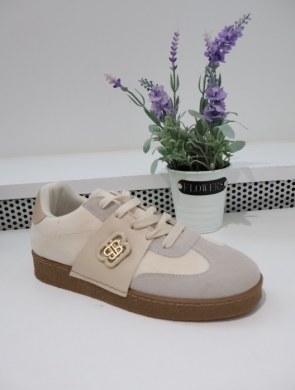 Buty sportowe damskie na płaskim (36-41) 9016 BEIGE
