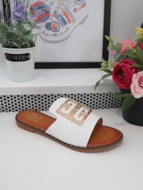 Klapki damskie na płaskim (36-41) M12 WHITE