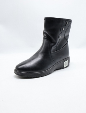 Botki damskie ocieplane na płaskim (36-42) 26309-21 ALLBLACK