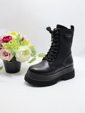 Botki damskie ocieplane na płaskim (36-41) 6143-1 BLACK