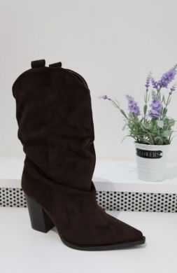 Kozaki damskie ocieplane na obcasie (36-41) 2907A BROWN