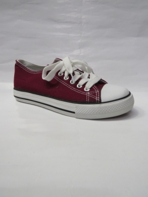 Trampki damskie na płaskim (36-41) 7-B16F BORDO