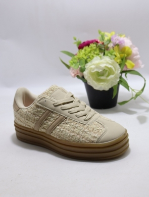 Buty sportowe damskie na płaskim (36-41) 24051 BEIGE