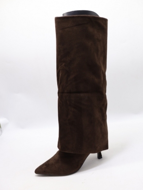 Kozaki damskie ocieplane na szpilce (36-41) H8-998H BROWN