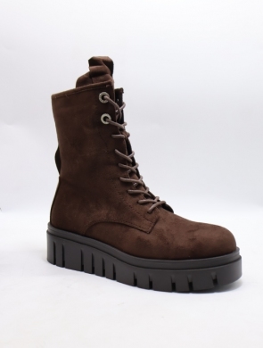 Botki damskie ocieplane na płaskim (36-41) 23035-57 BROWN