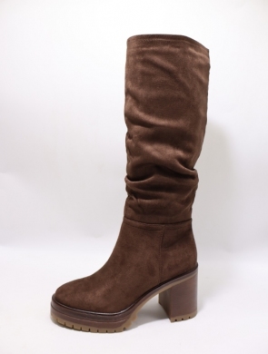 Kozaki damskie ocieplane na obcasie (36-41) 6326 BROWN