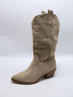Kozaki damskie na obcasie (36-41) 7697 KHAKI