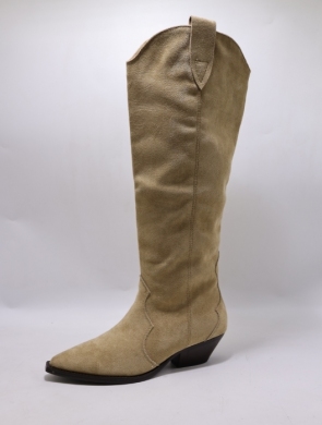 Kozaki damskie ocieplane na obcasie (36-41) 9638 KHAKI