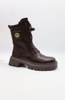 Botki damskie ocieplane na płaskim (36-41) QH7735 BROWN