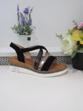 Sandały damskie na koturnie (36-41) F6183 BLACK