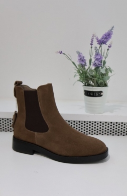 Botki damskie na płaskim (36-41) 5309A KHAKI-SKORA