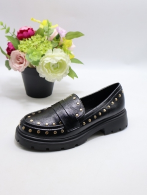 Mokasyny damskie na płaskim (36-41) 77-648 BLACK