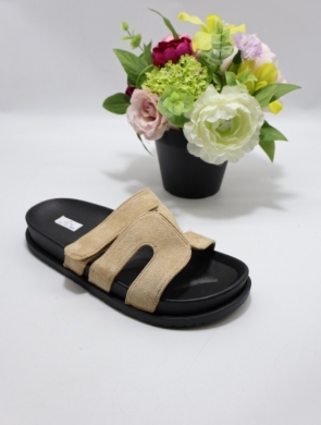 Klapki damskie na płaskim (36-41) 8-169 KHAKI