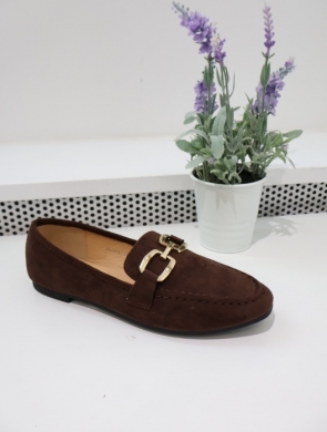 Mokasyny damskie na płaskim (36-41) H8-967 BROWN