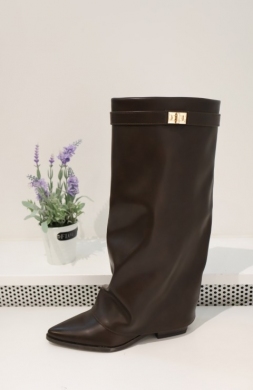 Kozaki damskie na obcasie (36-41) 2596A BROWN