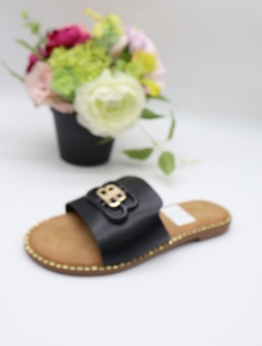 Klapki damskie na płaskim (36-41) WSA-145 BLACK