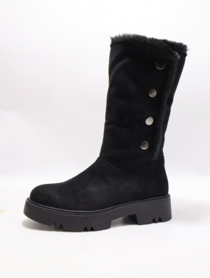 Kozaki damskie ocieplane na płaskim (36-41) F6651 BLACK