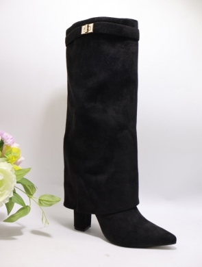 Kozaki damskie ocieplane na obcasie (36-41) HQ379-1 BLACK