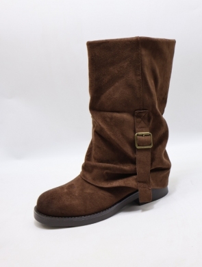 Kozaki damskie na płaskim (36-41) NOM-20 BROWN