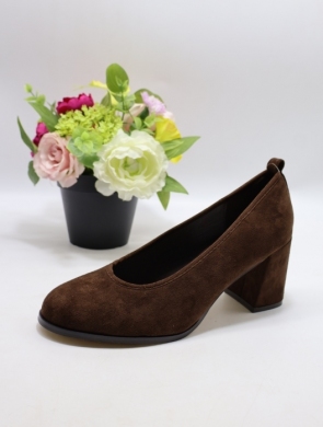 Czółenki damskie na obcasie (36-41) V-873 BROWN