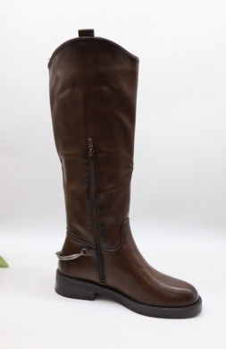 Kozaki damskie na płaskim (36-41) 8079 BROWN/PU