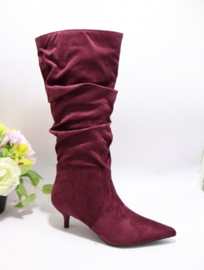 Kozaki damskie na szpilce (36-41) BE-689 WINE