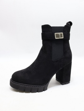 Botki damskie ocieplane na obcasie (36-41) 168-538 BLACK