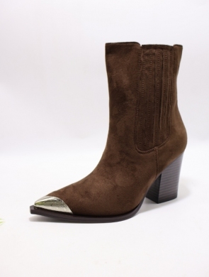 Botki damskie ocieplane na obcasie (36-41) 5332 BROWN