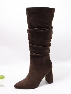 Kozaki damskie ocieplane na obcasie (36-41) H8-991 BROWN