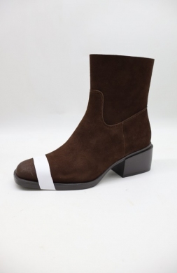 Botki damskie na obcasie (36-41) 9624 BROWN-SKORA
