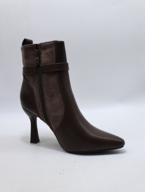 Botki damskie ocieplane na szpilce (36-41) 9184 BROWN