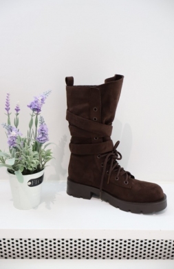 Kozaki damskie ocieplane na płaskim (36-41) CS033 BROWN