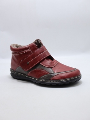 Botki damskie ocieplane na płaskim (37-42) 9666-4 RED/GREY