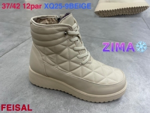 Botki damskie ocieplane na płaskim (37-42) XQ25-9BEIGE