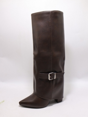 Kozaki damskie ocieplane na obcasie (36-41) 2323 BROWN